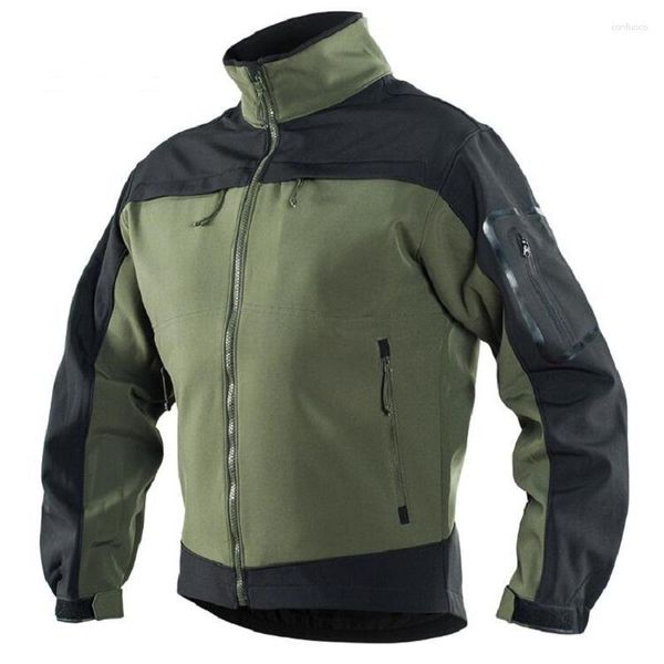 Jagdjacken Soft Shell Splicing Tactical Charge Coat Herren Stehkragen gebürstetes Fleece wasserdicht atmungsaktiv verdickt Herbst Winter