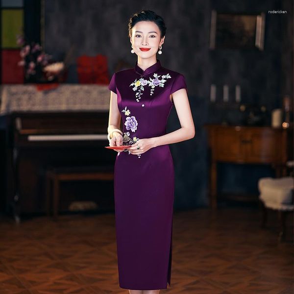 Ethnische Kleidung Yourqipao Chinesische Hochzeit Mutter der Braut Kleid Frauen Stickerei Cheongsams Abendkleider Brautgast Partykleider