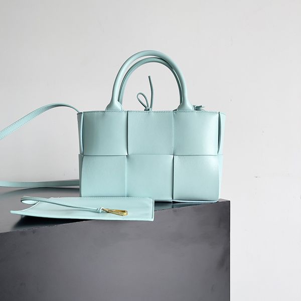 Designerin kleiner Arco -Einkaufstasche Spiegelqualität Frau Handtasche Ledergriff grün weiß weich