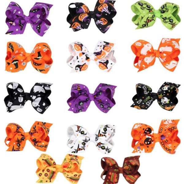 Halloween meninas hairpin impressão dos desenhos animados arco acessórios de cabelo do miúdo hairpin jóias atacado