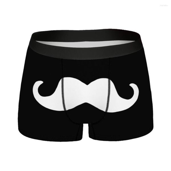 Cuecas preto e branco bigode algodão calcinha masculina roupa interior impressão shorts boxer briefs