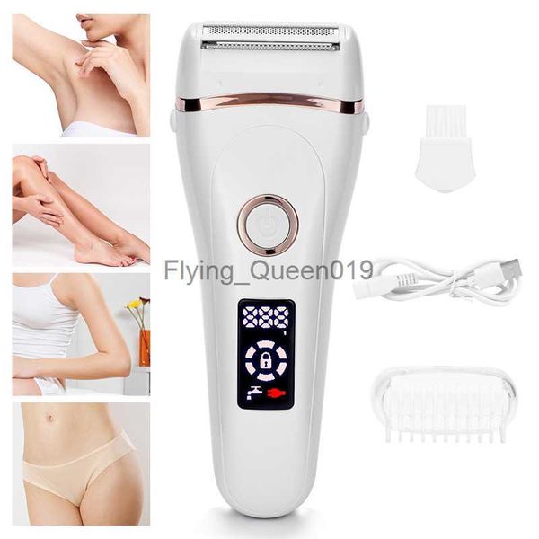 Elektrikli tıraş bıçağı, kadınlar için jilet tıraş makinesi epilasyon düzeltici bacaklar için alt su geçirmez lcd usb şarjı hkd230825