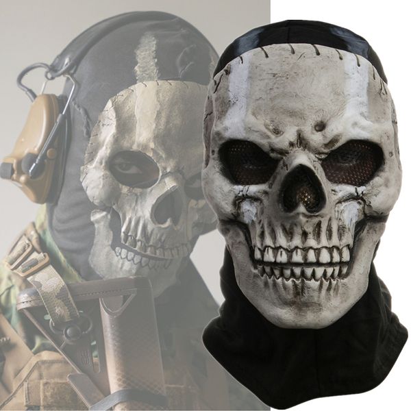 Máscaras de festa jogo fantasmas crânio máscara especial cosplay traje máscaras de látex capa chapelaria adulto unisex halloween prop 230824