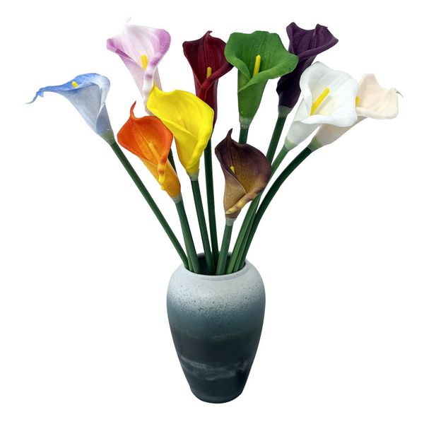 Flores decorativas Artificial PU dobrado gancho calla lily Design flores para festas de família