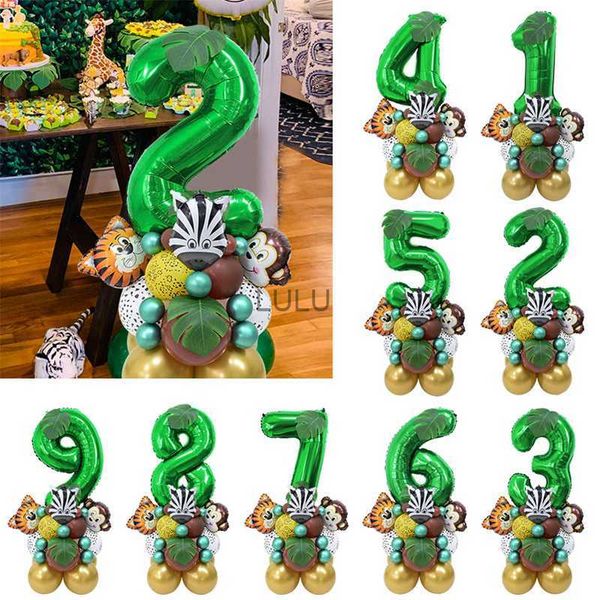 35pcs/Set Jungle Safari Party Animal Digital Balloons Kids 1 2 3 4 5 6 7 8 лет.