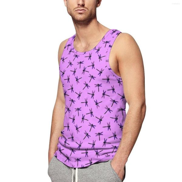 Herren Tank Tops Vintage Libelle Top Männer Amethyst Lila Trendy Sommer Gym Design Ärmellose Westen Plus Größe 4XL 5XL