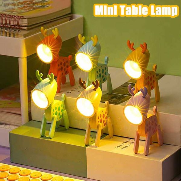 Светодиодный мини -ночной свет творческий мультфильм складной настольный настольный лампа детская комната для спальни украшения световые Diy настольный орнамент лампа HKD230824