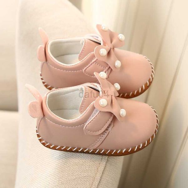 Spor ayakkabılar kızlar kızlar yumuşak solmuş ayakkabılar çocuklar tatlı inci bowknot prenses deri ayakkabılar 2 yaşındaki kızlar yürümeye başlayan çocuk yürüyüş ayakkabıları l0825