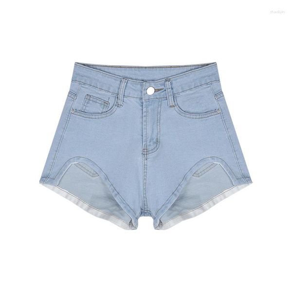 Shorts femininos jeans cintura alta calças finas finas pernas largas primavera 2023 picante meninas carga reta