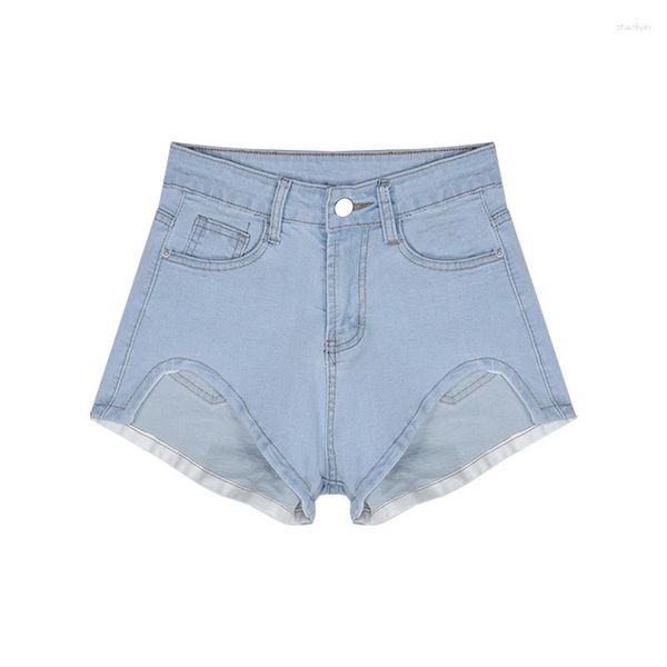 Pantaloncini da donna Pantaloni slim a vita alta in denim Gamba larga sottile Primavera 2023 Cargo dritto da ragazza piccante