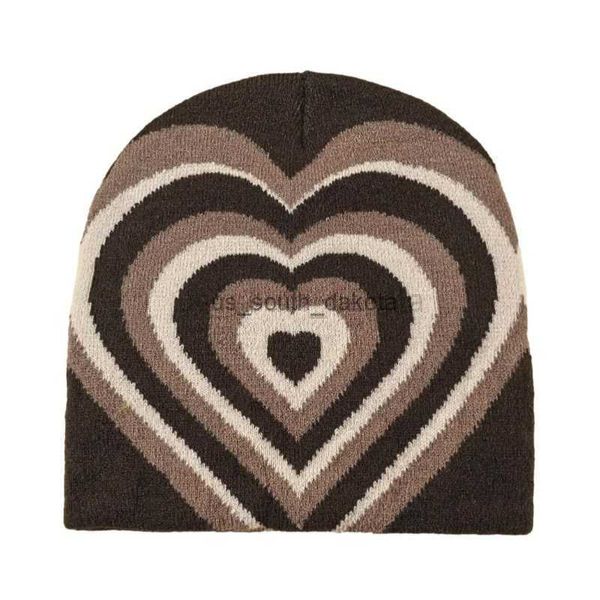 Beanie/Skull Caps Y2K Beanie Love Jacquard Knit Cap 2023 Cappello da donna invernale Coreano Kpop Moda Calda qualità Berretti di lana Uomo Unisex Berretti a maglia L0825