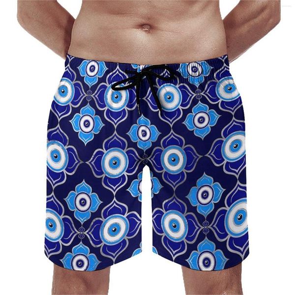 Pantaloncini da uomo Evil Eye Board Blues e argento Retro Beach Custom Sportswear Comodo baule regalo di compleanno