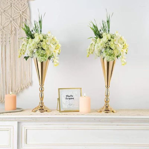 Vasen Blume für Hochzeit Herzstück Tischdekoration Metall Gold Hohe Blumentöpfe Weihnachten El Room Home Dekoration