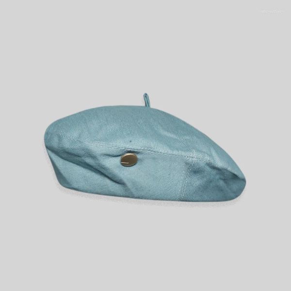 Berretti Berretto da donna per donna Denim Vintage Artista Inverno Caldo Cappello a cuffia semplice Testa Indossare Tinta unita Donna Stile francese