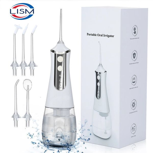Altro Igiene orale LISM Irrigatore orale portatile Idropulsore dentale Strumenti per getto d'acqua Pick Pulizia dei denti 350ML 5 ugelli Lavatrice per boccaFloss 230824