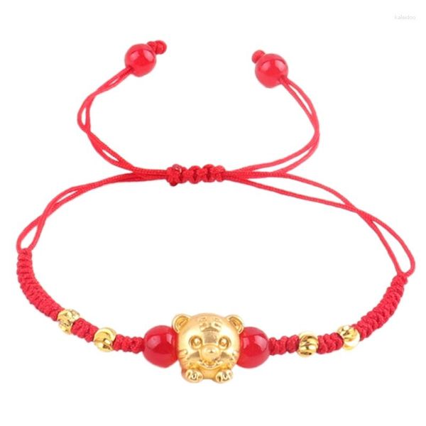Braccialetti con ciondoli 1 pezzo Bracciale rosso anno cinese Animale fortunato per le coppie di gioielli in corda di tigre