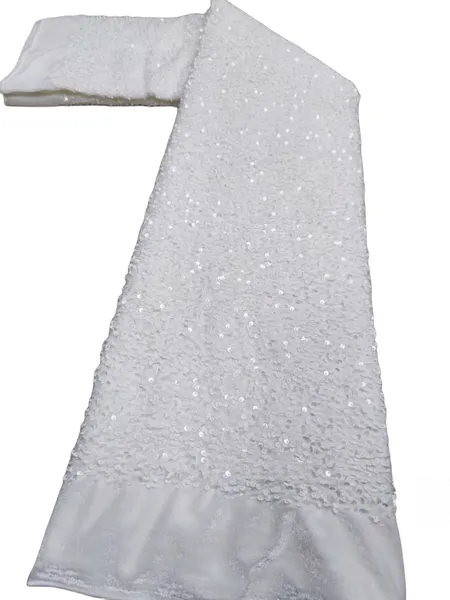 Tecido de renda de veludo com lantejoulas vestidos para mulheres africano nigeriano casamento formal vestido branco costura artesanato roupas festa noturna traje de alta qualidade 2023 YQ-2016