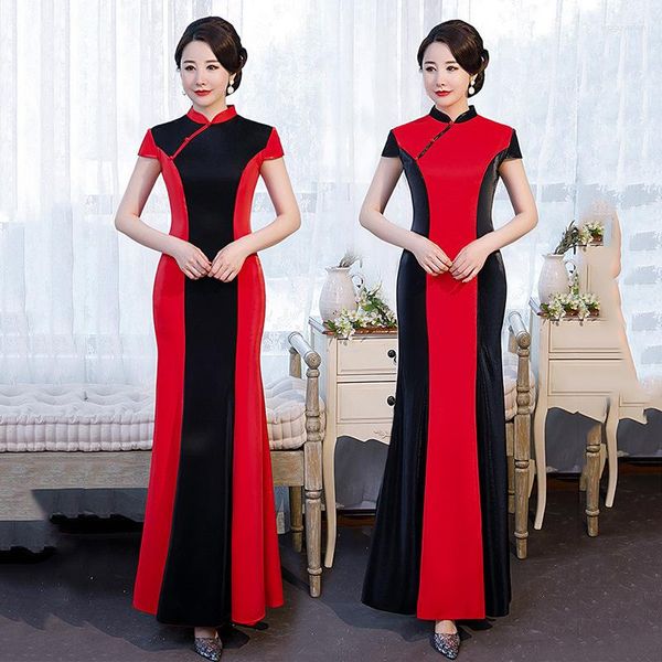 Ethnische Kleidung Frauen im chinesischen Stil Retro Mandarin Kragen Qipao Hochzeit Abend Party figurbetontes Kleid Alte klassische Cheongsam Neuheit