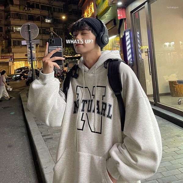 Erkek Hoodies Mektubu Baskılı Kapşonlu Kazak Kalın Kalın Uzun Kollu Sırtı Sweatshirt Punk Harajuku Pullover Hip Hop Unisex Hoodie