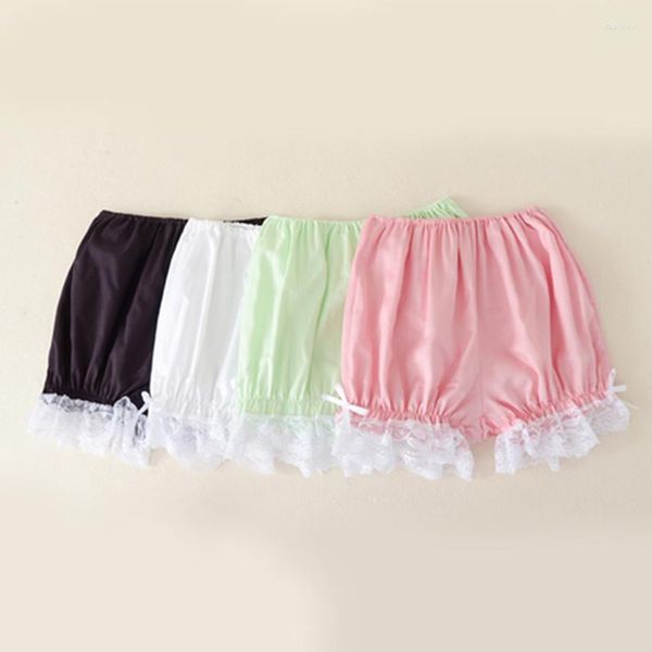 Pantaloncini da donna Cute Women Lace Trim Elastico in vita Fiocco Stile Lolita Fondo per ragazze dolci Vestiti Kawaii
