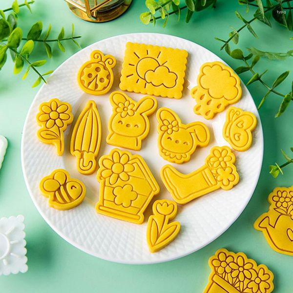 Moldes de cozimento dos desenhos animados cortador de biscoito cenoura girassol biscoito molde fondant pastelaria sobremesa diy ferramentas de corte de bolo