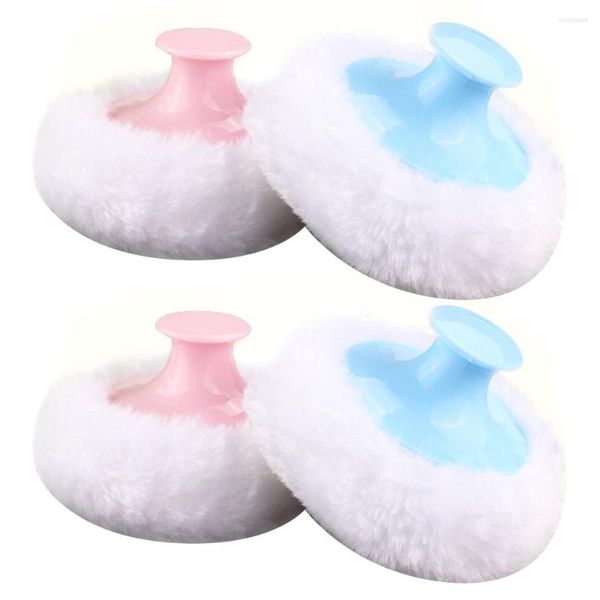 Esponjas de maquiagem 4pcs Baby Talcum Powder Puff Body com alça curta (azul e rosa para cada 2pcs)