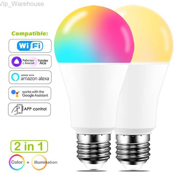 Yandex Alice ampoule intelligente 15W couleur WiFi lumière RGB E27 lampe LED 220V 110V Alexa Google Home Assistant commande vocale variable HKD230824