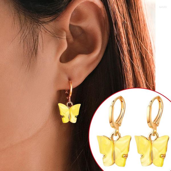 Baumelnde Ohrringe XP Mode Koreanische Schmetterling Tropfen Für Frauen Tier Cut Bunte Acryl Kleine 2023 Aussage Mädchen Schmuck