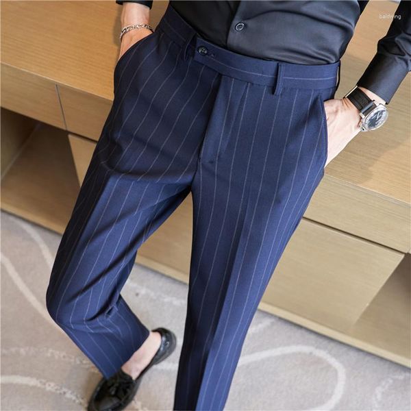 Männer Anzüge 2023 Herbst Gestreiften Anzug Hosen Elastische Casual Slim Fit Business Büro Sozialen Hochzeit Hosen Männer Kleidung