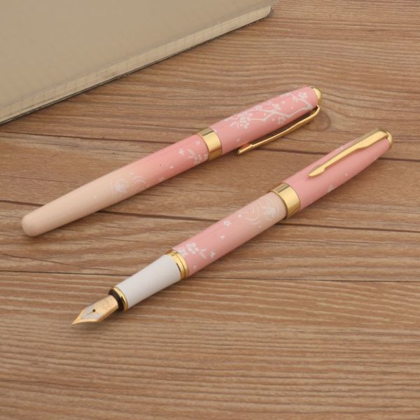 Canetas tinteiro 1 pc caneta 10 pc tinta metal 83 caneta fonte rosa flores f nib negócios escritório escola suprimentos canetas de tinta 230825