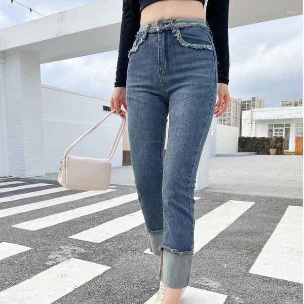 Kadınlar kot y2k kadınlar Kore moda harajuku japon skinny denim pantolonlar vintage kpop yırtık pantolon kadın kıyafetler