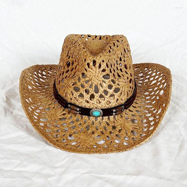 Berretti estivi fatti a mano vuoti da cowboy occidentali in paglia cappello da sole uomo donna viaggio all'aperto cowgirl jazz sombrero hombre