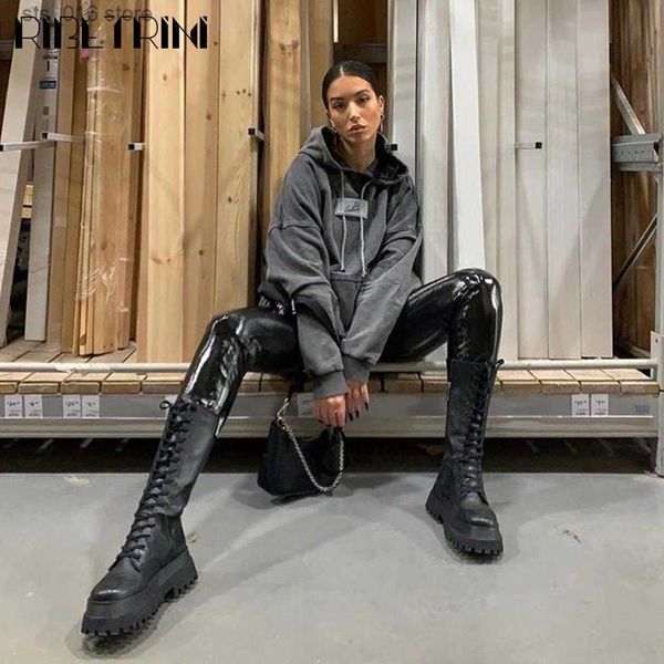 Сапоги Ribetrini 2020 осень Новое прибытие Luxury Brand Design Design Mid-Calf Women Women Cool High Platform Boots Shoes Woman T230824
