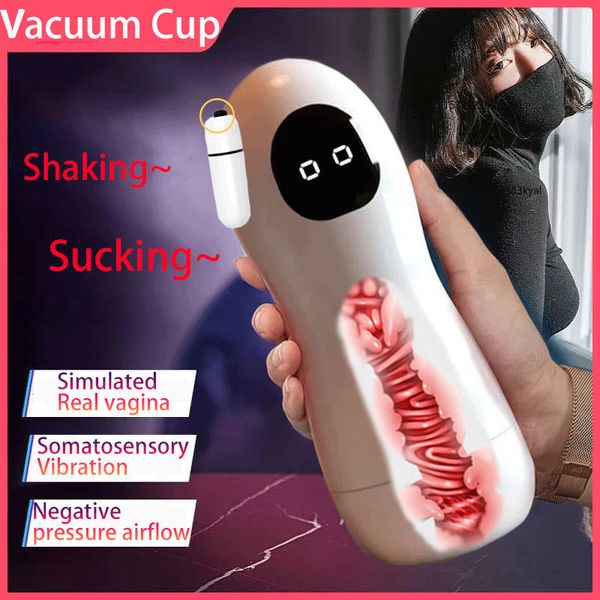 Masturbatoren Vibrator Blowjob Maschine Vakuum Saugen Mastubator für Männer Realistische Vagina Männliche Masturbation Sex Spielzeug Erwachsene Waren 230824