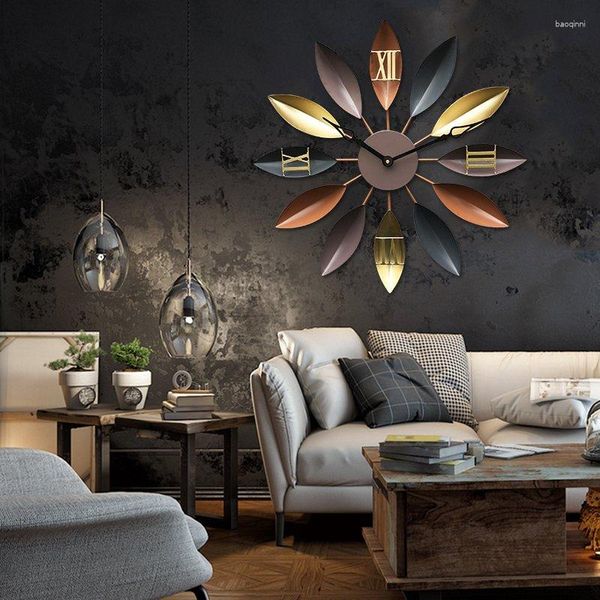 Wanduhren Nordic Runde Uhr Stille Design Mode Luxus Quarz Klassische Wohnzimmer Reloj Pared Grande Haus Dekoration