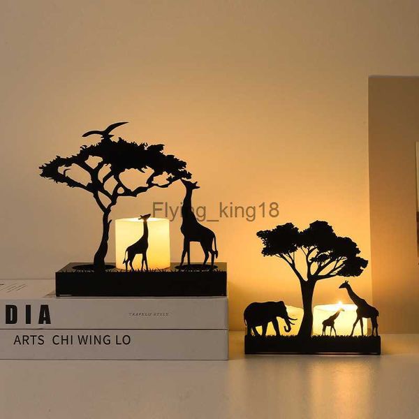 Decorazioni per candelieri in ferro Atmosfera romantica di notte Oggetti di scena Decorazione Candeliere in metallo Giraffa Elefante Alce HKD230825