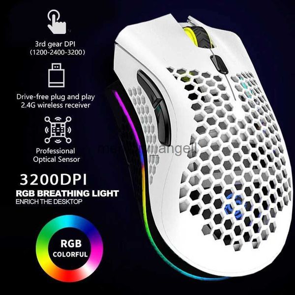 Mouse wireless 2.4G di alta qualità RGB Light Honeycomb Bluetooth Gaming Mouse da ufficio Mouse USB ricaricabili per PC desktop Laptop HKD230825