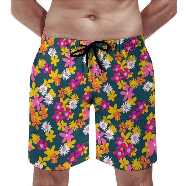 Herren Shorts Ditsy Floral Gym Sommer Bunte Blume Sportbekleidung Strand Kurze Hosen Mann Schnell trocknend Hawaii Custom Oversize Trunks