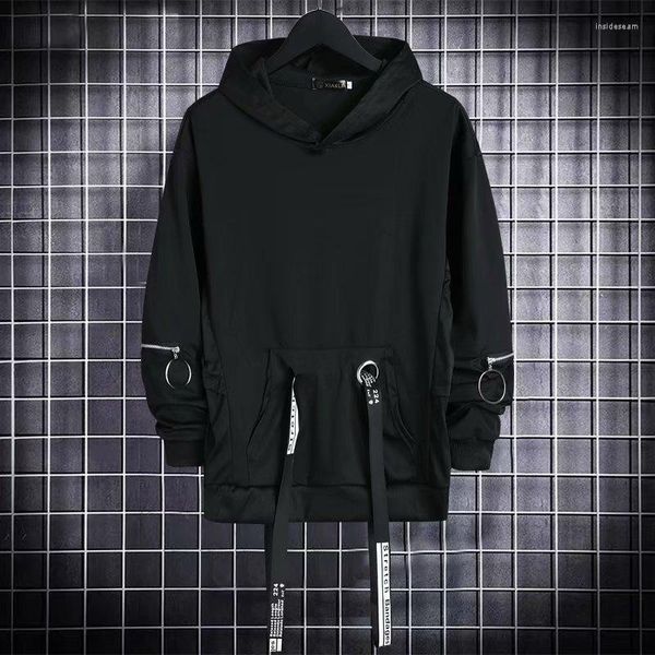 Hoodies masculinos elegantes góticos finos homens y2k moda punk streetwear techwear harajuku coreano roupas na moda hip hop solto hoodie