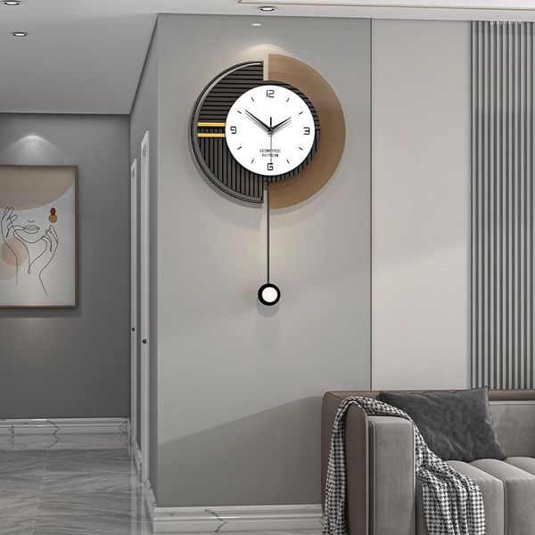 Relógios de parede Arte de ferro Criativo Sala de estar Decorativa Silenciosa Varrendo Relógio Redondo Círculo de Alta Densidade Placa de Mostrador com Pingente