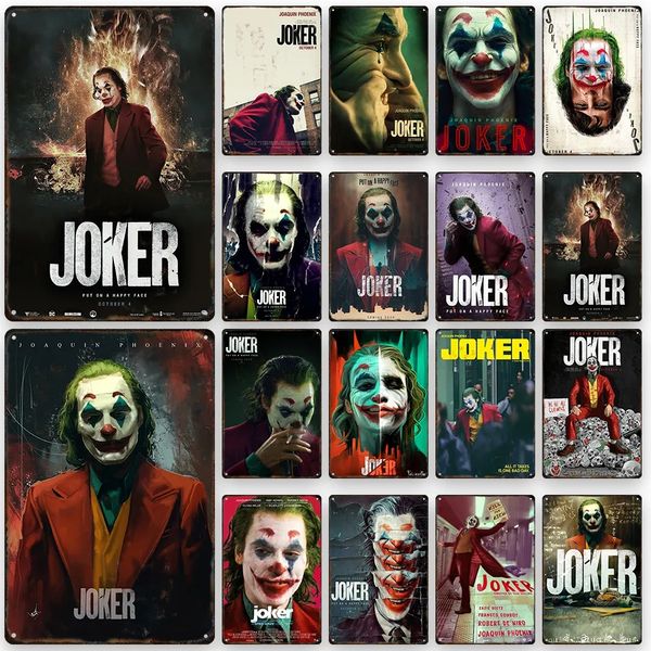 Kişiselleştirilmiş Joker Film Poster Teneke İşaret Vintage Sinema Art Dekor Palyaço Film Metal Plaka İşaretleri Retro Film Poster Man Mağara Ev Dekor Plakası 20CMX30CM W01