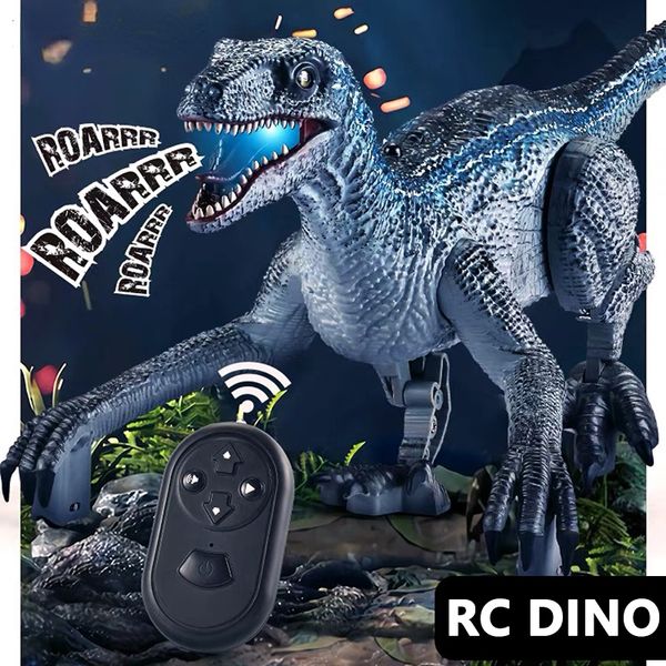 Electricrc Животные RC Dinosaurios de Juguete Blue Velociraptor Пульт динозавров игрушки для мальчиков Jurassic World Raptor Dinozaur Gifts Kids 230825