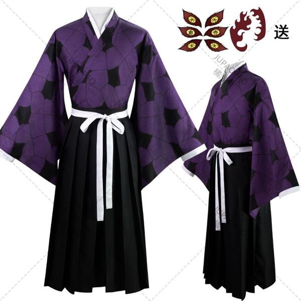 Tema Traje Tsugikuni Michikatsu Anime Demon Slayer Kimetsu No Yaiba Kokushibo Cosplay Kimono Uniforme Camisa Halloween Carnaval Traje de festa 230825