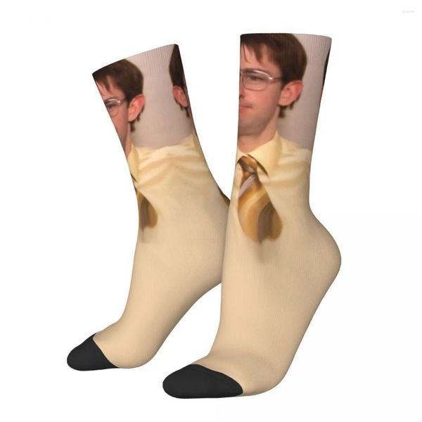 Herrensocken Crazy Sock For Men Dwight Schrute Hip Hop Vintage The Office TV Happy Atmungsaktives Muster Gedruckt Jungen Crew Nahtloses GIF