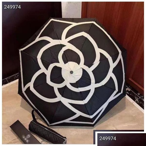 Ombrelli Elegante Designer C Ombrello Stampa logo Adatto Sole Pioggia Ombrelloni da donna Ragazza Idee pieghevoli con scatola e borsa Drop De Dhrmd