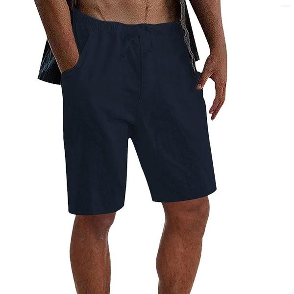 Calças masculinas verão casual sólido calças curtas com cordão bolso moda shorts de treino masculino pacote