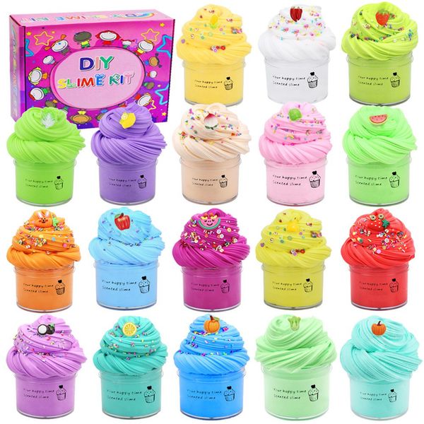 18pcs/settlock Plame Clay Toy 50 мл*18 фруктовых стиля набор сливочного набора мягкие хлопковые глиня