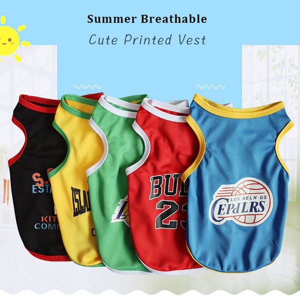 Vestuário para cães OIMG respirável cão de estimação uniformes de basquete teddy schnauzer buldogue francês fino impresso pequeno cão camisas verão legal cachorrinho jérsy 230825