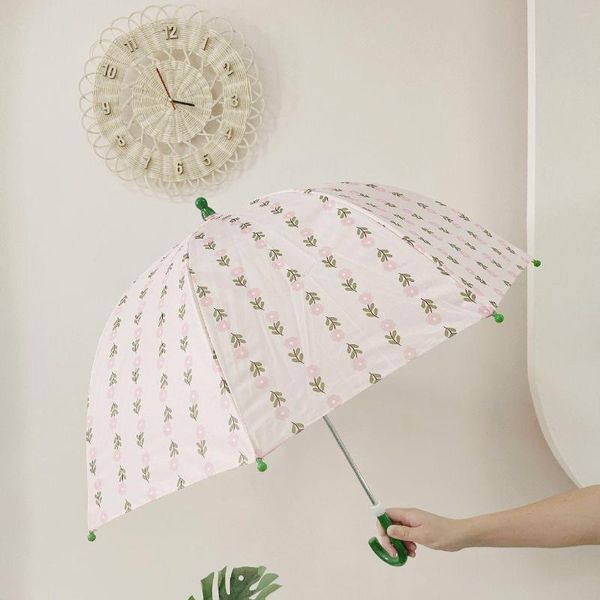 Regenschirme Kinder Regenschirm Korea Stil Lange Griff Für Manuelle Schalter 8 Rippen Halbautomatische Mini Cartoon Jungen Mädchen