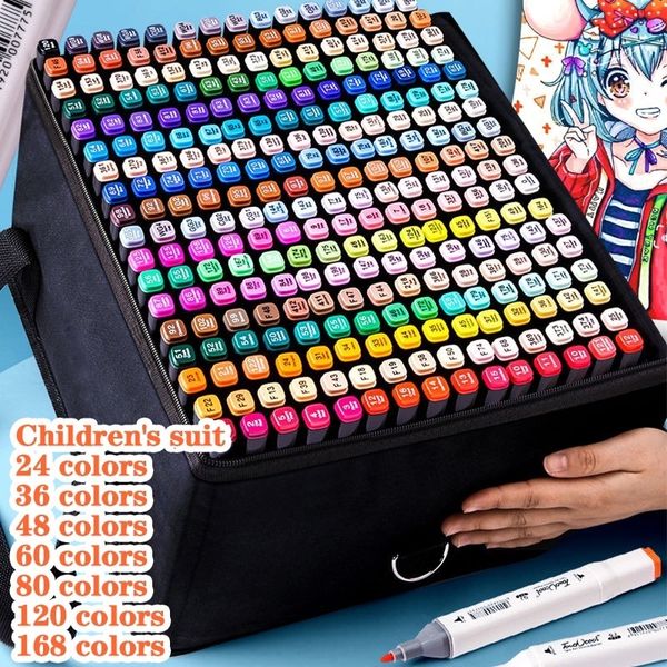 Markers 12168 Colores marqueurs pinceau stylos ensemble peinture dessin Manga surligneur école Art fournitures pour artiste coréen papeterie 230825